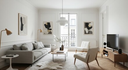 Scandinavian Living Room with Minimalist Decor in Neutral Tones