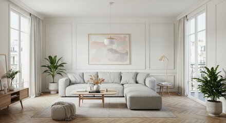 Scandinavian Living Room with Minimalist Decor in Neutral Tones