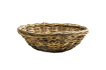 Obraz premium Elegant Round Wicker Basket: Sophisticated Storage for Modern Living Isolated on Transparent Background