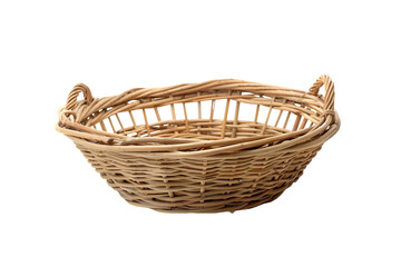Beautiful Round Wicker Basket: A Decorative Touch for Any Room Isolated on Transparent Background