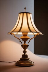 Elegant vintage lamp with a pleated shade showcasing intricate details and warm illumination in a luxurious setting
