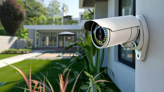 Outdoor Security Camera on a Modern Home Wall
