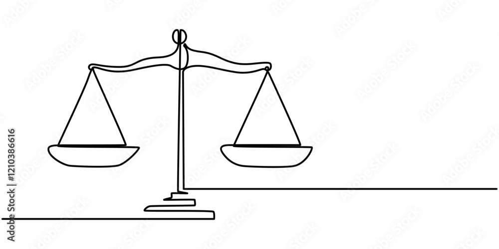 Poster equality single line icon, brass weight scale continuous line icon, brass weight scale continuous li