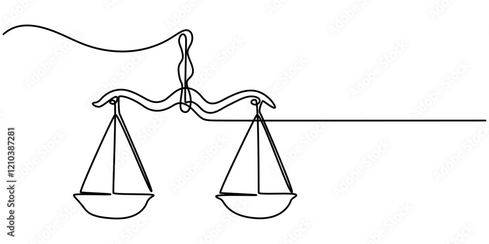 Poster equality single line icon, brass weight scale continuous line icon, brass weight scale continuous li