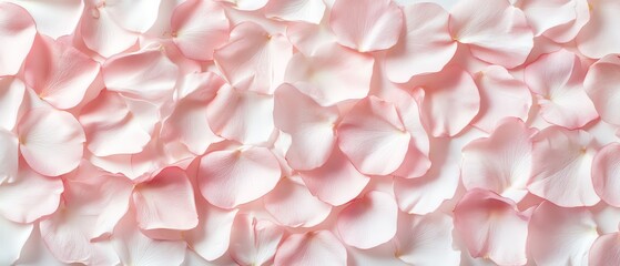 Minimal white canvas with soft pink petals Valentine's day Background