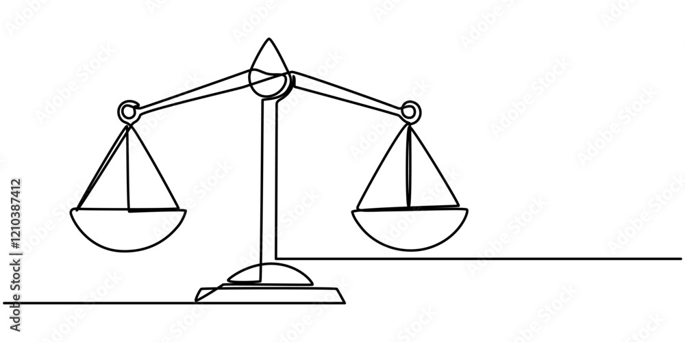 Poster equality single line icon, brass weight scale continuous line icon, brass weight scale continuous li