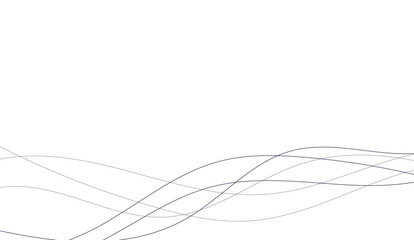 Abstract Minimalist Wave Lines on White Background, Simple Dark Blue Curves Art Design, Elegant Flowing Shapes Graphic Illustration, Clean Modern Backdrop