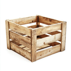 Empty wooden crate isolated on white background full depth of feild.
