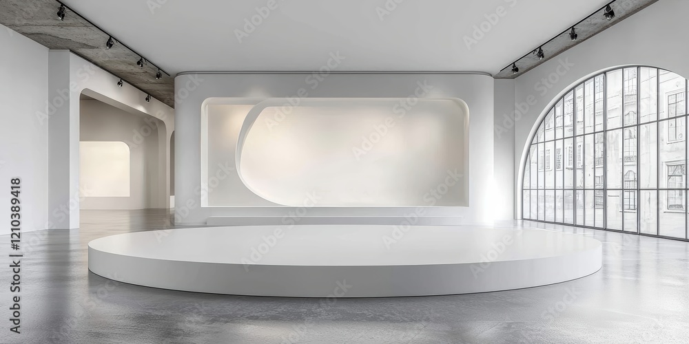Poster dynamic empty minimal abstract architecture showroom interior spacious gallery modern design bright 
