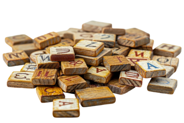 Traditional Scrabble Game Components with Board and Letter Tiles isolated on transparent background