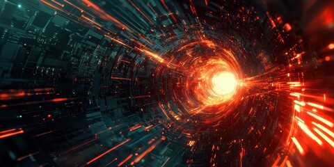 Obraz premium Dynamic abstract digital background with glowing light trails futuristic environment high-tech visuals motion concept