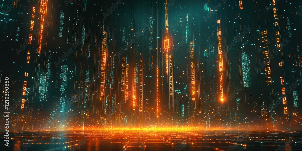 Poster dynamic circuit board with glowing lines futuristic environment digital art tech concept