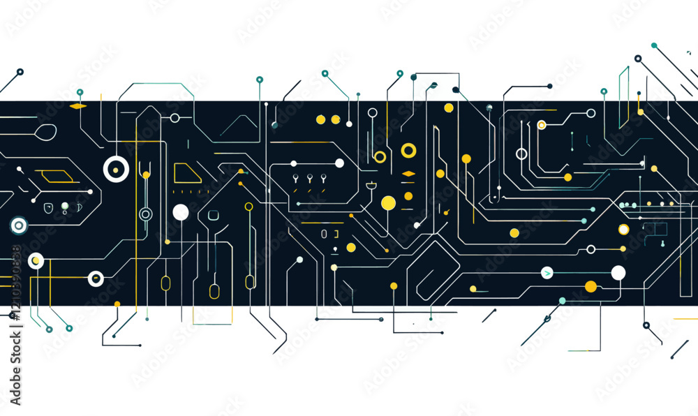 Poster futuristic circuit board vector design with communication technology theme