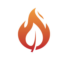 Creative Flame Leaf Logo Fire and Branch Vector Forest Fires Symbol Design Icon Illustration