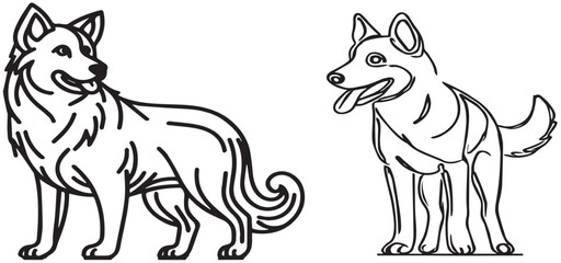 Continuous one line drawing of a dog. Dog one line drawing minimalist style vector illustration