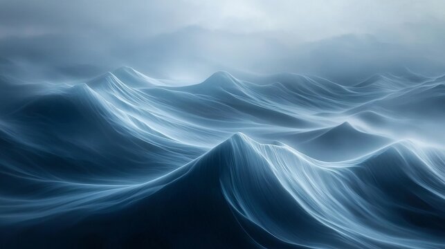 Dense fog bank with soft edges, abstract and artistic, floating seamlessly, moody and ethereal, dramatic dark tones, flowing texture, soft and mysterious atmosphere