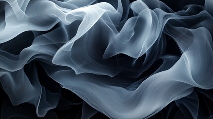Dense swirling smoke with layered gradients, floating abstractly, moody and ethereal, artistic and dramatic, seamless design, soft black and gray tones, airy form