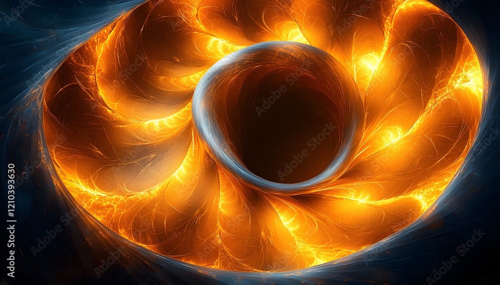 Poster Captivating Abstract Digital Art of a Swirling Orange and Blue Pattern Representing Energy Flow and Vibrancy in a Cosmic Setting