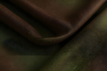 "Green background with folds on a shiny fabric surface, creating a beautiful dark backdrop with ample space for design."