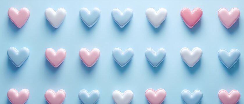 XO symbols alternated with hearts on a soft blue background.