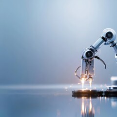 Fototapeta premium Automation solutions in industrial technology manufacturing facility digital content -tech environment close-up view symbolic representation