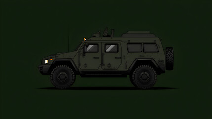 A clean vector of a military vehicle, symbolizing the power of armored forces. Armored vehicle design.


