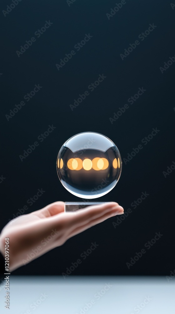 Poster augmented reality sphere manipulation studio setting digital art futuristic environment close-up vie