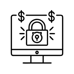 ransomware icon, ransomware line art - simple line art of ransomware, perfect for ransomware logos and icons