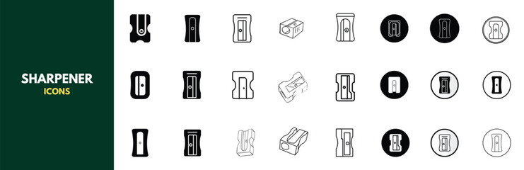 Sharpener icons. Set of vector sharpener icons in various styles—a collection of sharpener icons for websites, apps, and presentations.