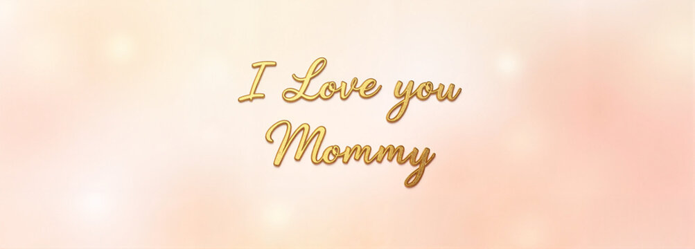 "I Love You Mommy" text against a soft pink background