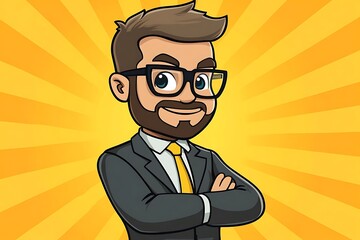 Smiling Businessman Portrait Back View