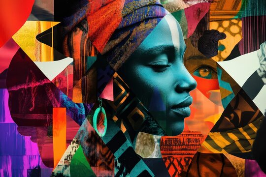 A vivid collage of abstract shapes symbolizing the beauty of ethnic diversity