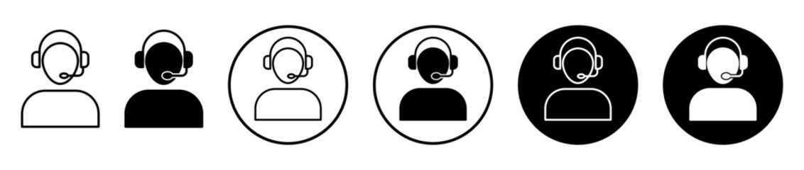 Callcenter icons set in black filled and stroke line style