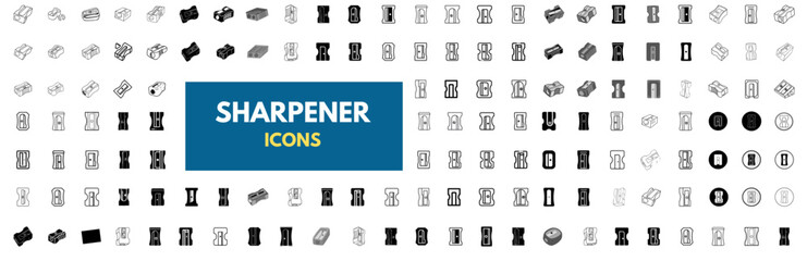 Sharpener icons. Set of vector sharpener icons in various styles—a collection of sharpener icons for websites, apps, and presentations.