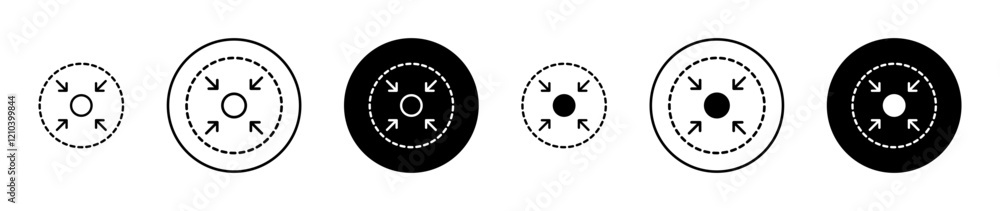 Poster compact size icons set in black filled and stroke line style