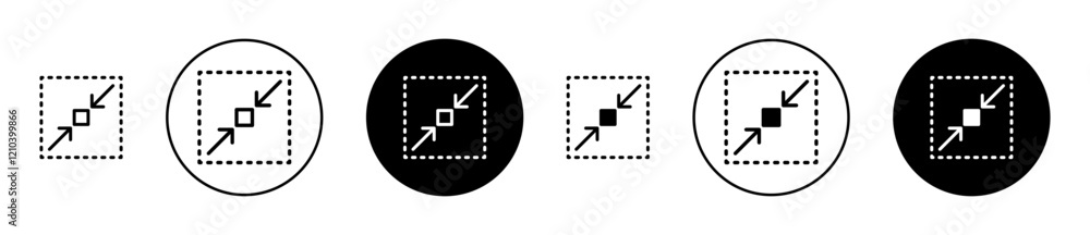 Poster compact size icons set in black filled and stroke line style