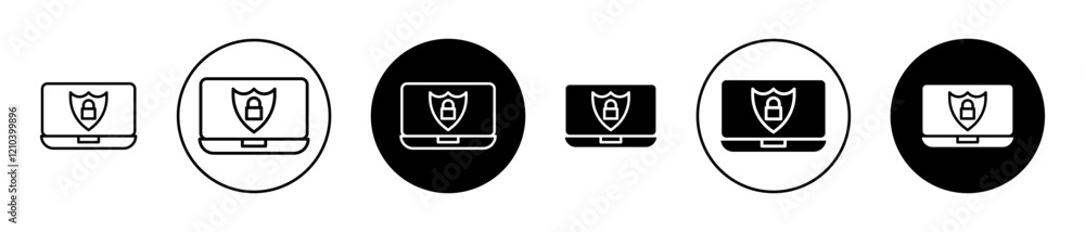 Poster computer security icons set in black filled and stroke line style