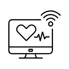 remote health monitoring icon, remote health monitoring line art - simple line art of remote health monitoring, perfect for remote health monitoring logos and icons
