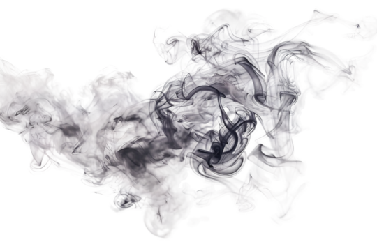 Mystical Swirling Smoke Cloud for Artistic Background Effects Isolated on Transparent Background