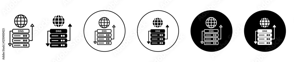 Poster dns icons set in black filled and stroke line style