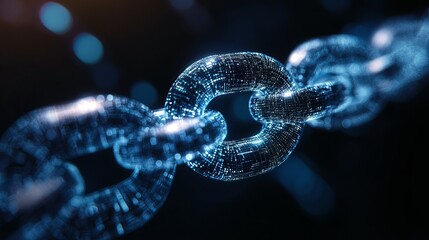 Digital representation of blockchain transactions with glowing lines, highly detailed, futuristic and advanced, dynamic and vibrant, technological and powerful atmosphere