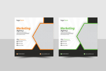 A bundle of 2 templates of different colors social media post  template, modern business social media post templates, abstract business social media post and vector templates