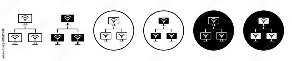 Poster local network icons set in black filled and stroke line style