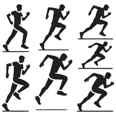 High-quality set of running man silhouette digital art perfect for designers and illustrators - man running vector set - man running illustrations set
