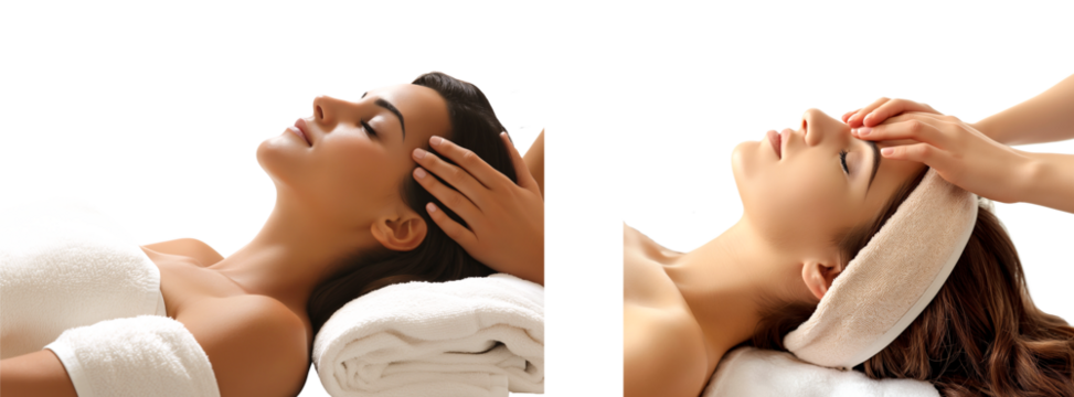 
Young woman lying on the massage table, spa treatment isolated on a transparent background, PNG 