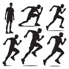 Creative collection of set of running man silhouette digital art ideal for branding and artwork - man running vector set - man running illustrations set

