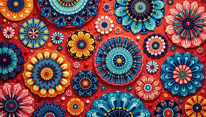 Intricate hand-drawn circle pattern banner, East Asian inspired, stylish, abstract