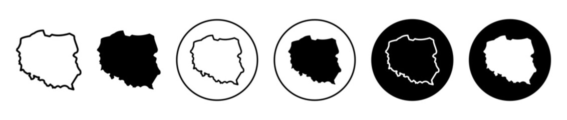 Poland icons set in black filled and stroke line style