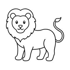 Lion Line Art Vector Illustration and Lion Outline Drawing