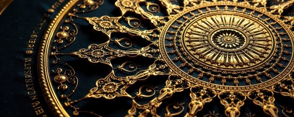 Obraz premium Intricate gold & black mandala, ornate details , spiritual, gold